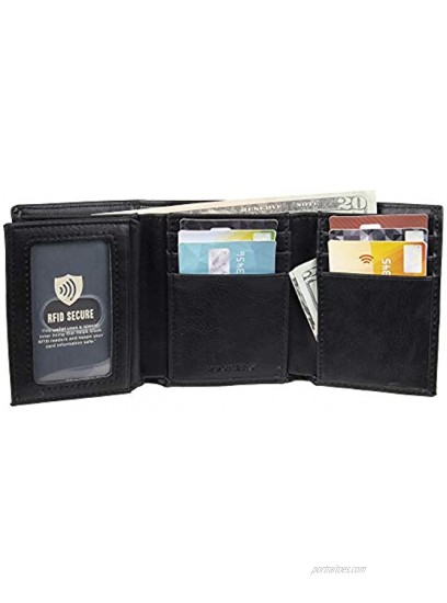 Dockers Men's RFID Extra Capacity Trifold Wallet With Zipper Pocket Credit Card Slots ID Window