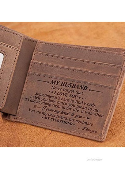 Engraved Bifold Wallet To My Husband I Love You More Than Anything In The World. To My Husband Gifts for Men Rfid Wallet Bifold Men