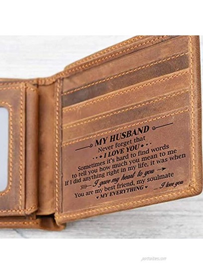 Engraved Bifold Wallet To My Husband I Love You More Than Anything In The World. To My Husband Gifts for Men Rfid Wallet Bifold Men