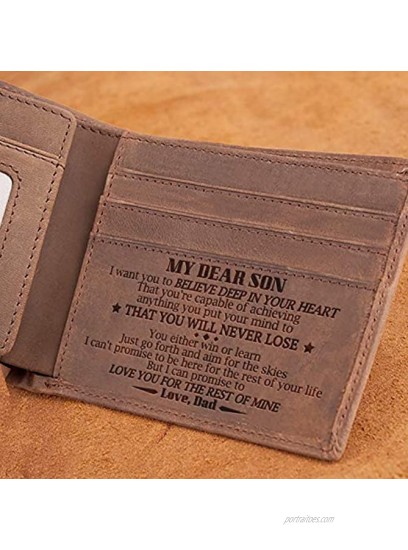 Engraved Leather Bifold Wallet Dad Son Bifold Wallet You Will Never Lose W04-001-DadSon Gift for Men
