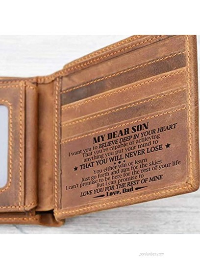 Engraved Leather Bifold Wallet Dad Son Bifold Wallet You Will Never Lose W04-001-DadSon Gift for Men