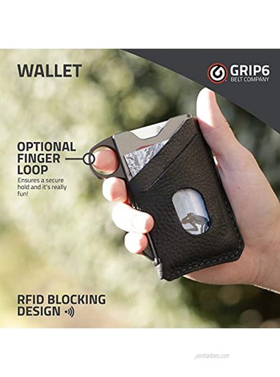 GRIP6 Minimalist Wallets For Men | Slim Wallets For Men | RFID For Front Pocket Loop Gunmetal Grey w Black Leather