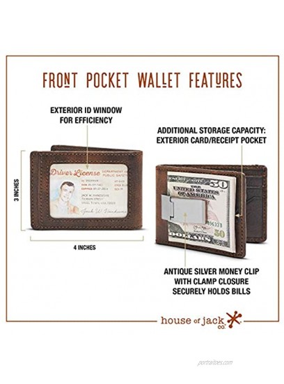 HOJ Co. DEACON ID BIFOLD Front Pocket Wallet for Men | Full Grain Leather | Bifold Wallet With Money Clip