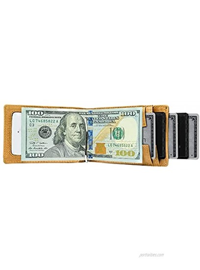 Kings Loot Full Grain Leather Front Pocket Wallet for Men – Slim RFID Blocking Bifold Handmade Minimalist – Holds 10 CardsBuckskin