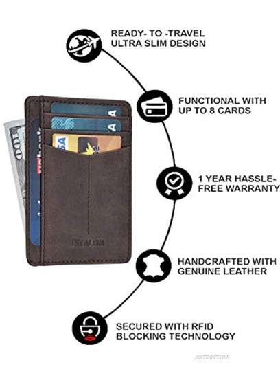 Minimalist Wallet for Men and Women Genuine Leather RFID Secured Card Case