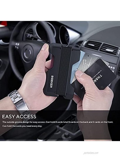 Minimalist Wallet for Men RFID Blocking Metal Card Holder Wallet Slim Wallet with Cash Strap Tactical Wallet-Zeeker Wallets for Men Black