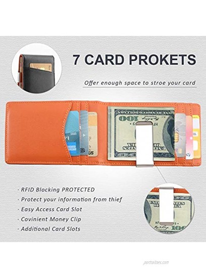 Mvgges Money Clip Wallet Slim Front Pocket Card Holders For Men Minimalist Bifold RFID Blocking Wallet