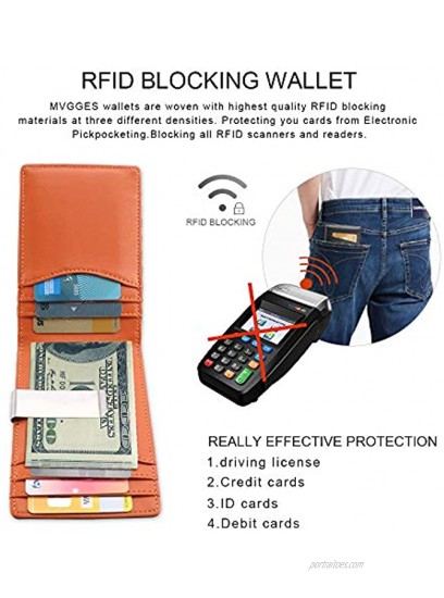 Mvgges Money Clip Wallet Slim Front Pocket Card Holders For Men Minimalist Bifold RFID Blocking Wallet
