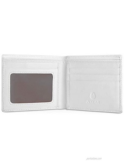 NYEAR Wallets For Men Men's White Wallet Mens Genuine Leather Slim Bifold Wallet