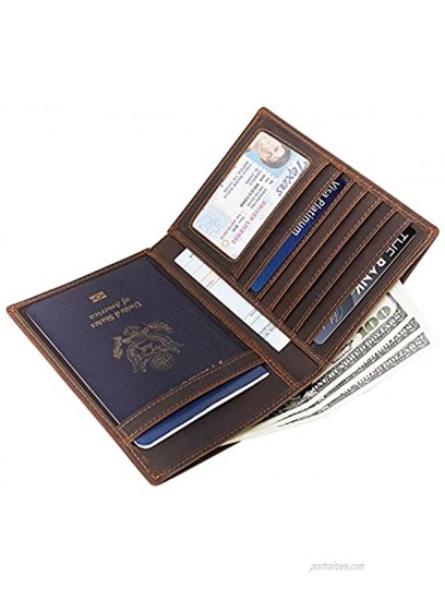 Polare Luxury RFID Blocking Leather Passport Holder Travel Wallet For Men and Women Dark Brown