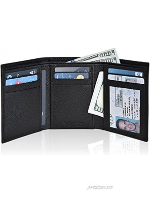 Real Leather Wallets for Men RFID Blocking Slim Trifold Wallet with Card Slots