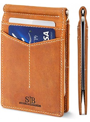SERMAN BRANDS RFID Blocking Wallet Slim Bifold Genuine Leather Minimalist Front Pocket Wallets for Men with Money Clip