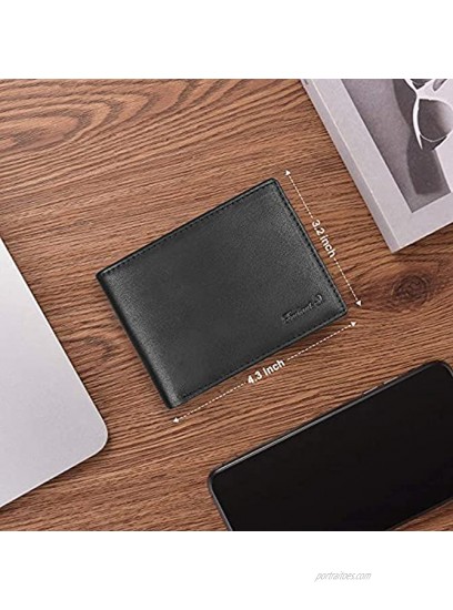 Slim Wallet for Men -Thin Bifold Genuine Leather RFID Blocking Minimalist Stylish Front Pocket Mens Wallets A. Charcoal black-ID