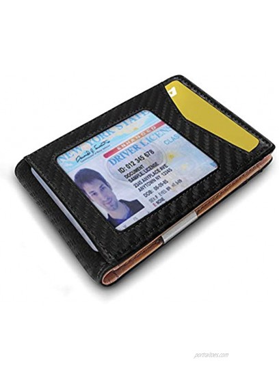 Slim Wallet Men,BULLIANT Leather Wallet Front Pocket Card Holders for Men 3X4.3,11Cards+Money Clip+Coin Pocket