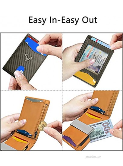 Slim Wallet Men,BULLIANT Leather Wallet Front Pocket Card Holders for Men 3X4.3,11Cards+Money Clip+Coin Pocket