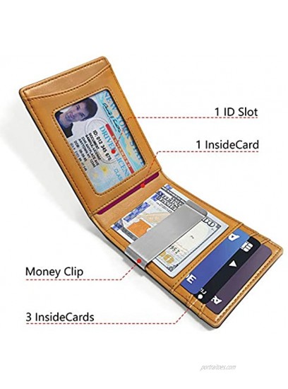 Slim Wallet Money Clip,BULLIANT Mens Front Pocket Wallet For Men 8 Cards 3x4.25,RFID Blocking,Gift Boxed
