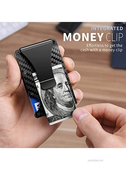 Slim Wallets Carbon Fiber for Men RFID Blocking Minimalist Aluminum Metal Money Clip Credit Card Holder Wallet