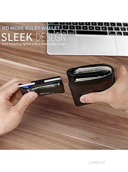 Slim Wallets Carbon Fiber for Men RFID Blocking Minimalist Aluminum Metal Money Clip Credit Card Holder Wallet