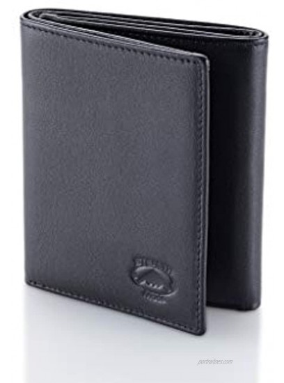Stealth Mode Leather Trifold RFID Wallet For Men With Flip Out ID Holder