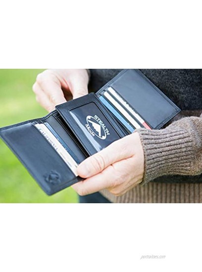 Stealth Mode Leather Trifold RFID Wallet For Men With Flip Out ID Holder