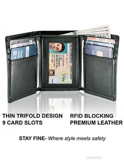 Top Grain Leather Trifold Wallet for Men | Ultra Strong Stitching | Handcrafted Argentinian Leather | RFID Blocking | Extra Capacity Trifold Wallet |Thin and Sophisticated Tri-Fold Design