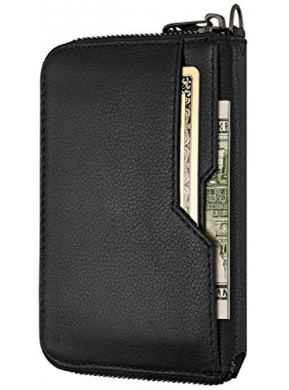 Vaultskin NOTTING HILL Slim Zip Wallet with RFID Protection for Cards Cash Coins Black