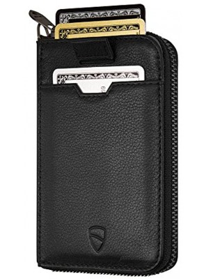Vaultskin NOTTING HILL Slim Zip Wallet with RFID Protection for Cards Cash Coins Black