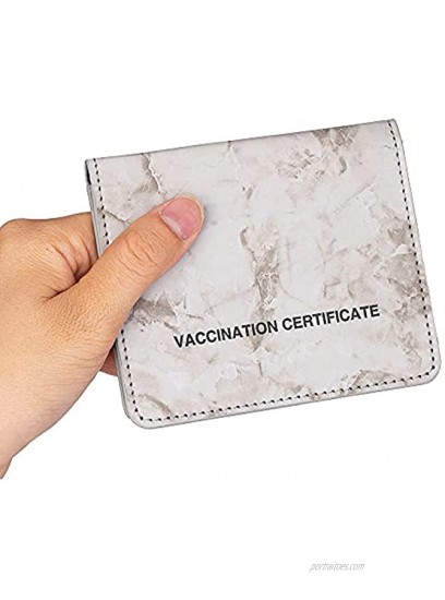 2 Pack CDC Vaccination Card Protector,4 x 3 Marbling PU Leather Record Card Holder Business Card Cover Black and Grey