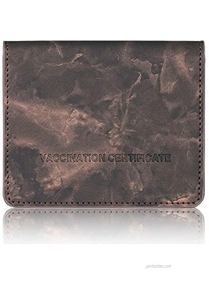 2 Pack CDC Vaccination Card Protector,4 x 3 Marbling PU Leather Record Card Holder Business Card Cover Black and Grey