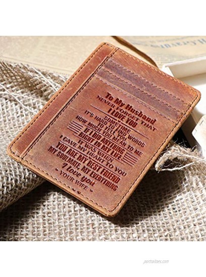 Ablibi Slim Minimalist Front Pocket RFID Blocking Leather Wallets for Husaband Slim Leather Card Holder to Grandson