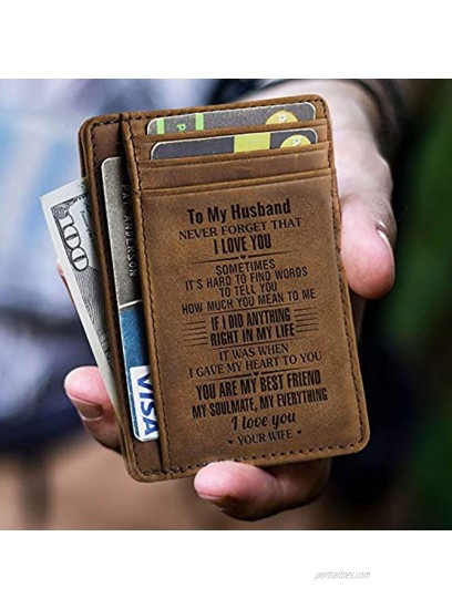 Ablibi Slim Minimalist Front Pocket RFID Blocking Leather Wallets for Husaband Slim Leather Card Holder to Grandson