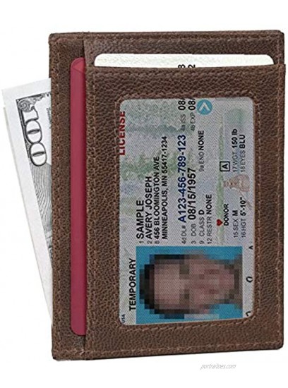 Antonio Valeria Rick Brown RFID Blocking Slim Minimalist Premium Leather Card Case Wallet for Men and Women