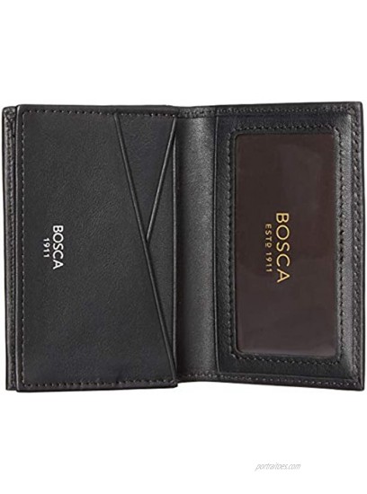 Bosca Nappa Vitello Full Gusset 2 Pocket Card Case with ID Black Leather