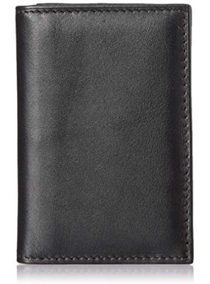 Bosca Nappa Vitello Full Gusset 2 Pocket Card Case with ID Black Leather