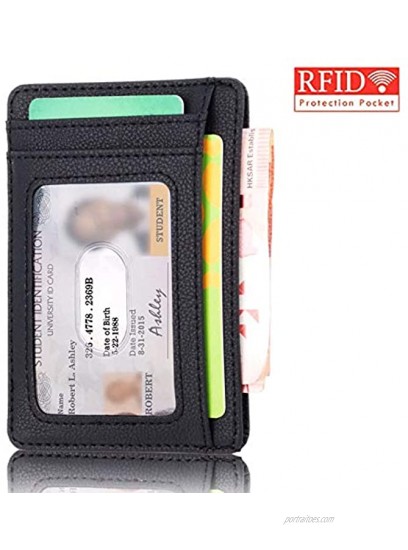 【CaserBay】Slim RFID Blocking Card Holder Front Pocket Wallet Minimalist Synthetic Leather Credit Card ID Holder【Style 1 Black】