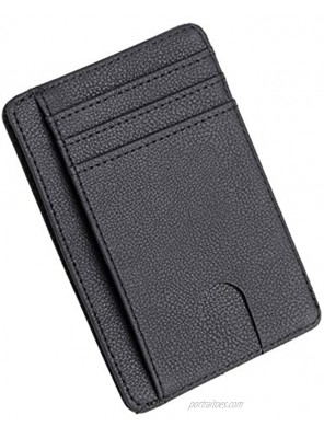 【CaserBay】Slim RFID Blocking Card Holder Front Pocket Wallet Minimalist Synthetic Leather Credit Card ID Holder【Style 1 Black】