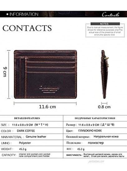 Contact's Family Leather Card Holder For Men Slim With Zip Coins Silm Card Holder