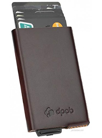 Credit Card Holder Genuine Leather Slim Wallet Aluminum Business Card Holder Automatic Pop-up Card Case Wallet Security Travel Wallet