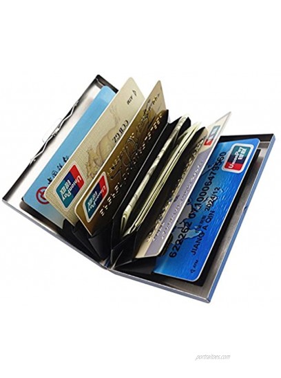 Credit Card ID Holder Slim Money Travel Wallet Men Stainless Steel RFID Blocking Blue
