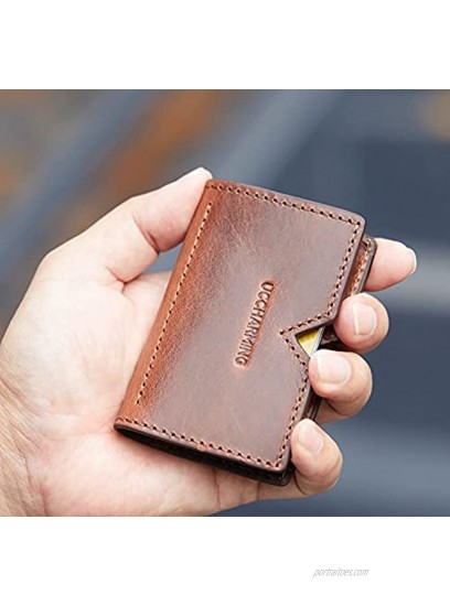 Credit Card Wallet Genuine Leather Card Case Minimalist Wallets for Men & Women Credit Card Holder Money Clip Business Card Case ID Case Wallet Coffee