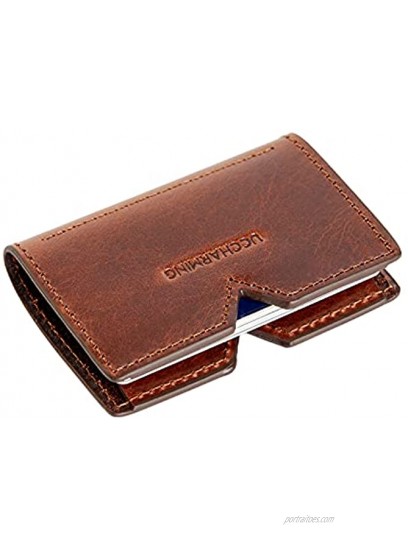 Credit Card Wallet Genuine Leather Card Case Minimalist Wallets for Men & Women Credit Card Holder Money Clip Business Card Case ID Case Wallet Coffee