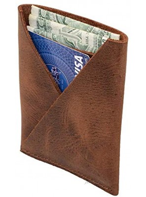 Hide & Drink Leather Front Pocket Card Holder Holds Up to 4 Cards Plus Folded Bills Wallet Pouch Case Organizer Handmade Includes 101 Year Warranty :: Bourbon Brown