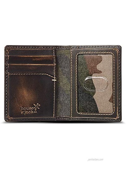 HOJ Co. Slim Card Wallet | Bifold Card Case | Full Grain Leather With Burnished Finish | Front Pocket Wallet | Minimalist Credit Card Holder