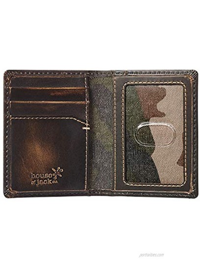 HOJ Co. Slim Card Wallet | Bifold Card Case | Full Grain Leather With Burnished Finish | Front Pocket Wallet | Minimalist Credit Card Holder