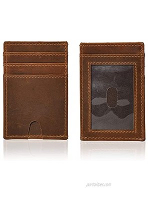 Jajmo Legacy Leather Card Holder Full Grain Case Slim Front Pocket Minimalist Wallet Card Cases with ID Window for Men Women Brown