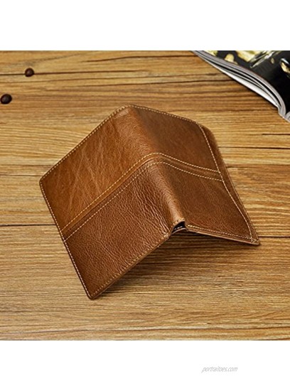 Le'aokuu Mens Genuine Leather Bifold Passcase Hipster Zipper Pocket Wallet Purse 7703 Brown