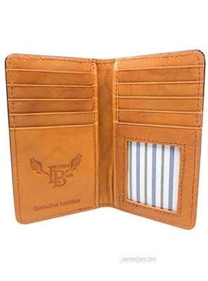 Leather Book RFID CD-1802 Maestro|Classic designer leather Slim card holder Wallet | 10 credit cards slots| Tan Cowhide & Saffiano Black real leather | Secured with RFID blocking Shield| Bi-fold cl