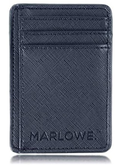 MARLOWE. Slim Minimalist Wallet Black | Credit Card Holder with RFID Blocking | Thin Design Fits in Front Pocket