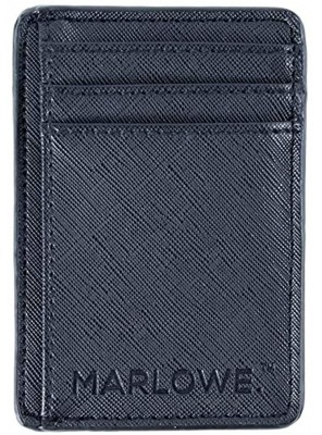MARLOWE. Slim Minimalist Wallet Black | Credit Card Holder with RFID Blocking | Thin Design Fits in Front Pocket