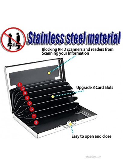 Metal RFID Blocking Credit Card Holder Wallet Slim Secure Stainless Steel Card Case ID Case Travel Wallet for Women Men Upgrade 8 Card Slots A-Blue